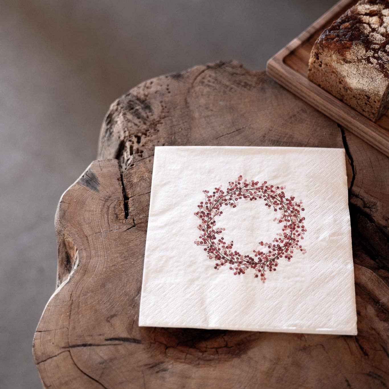 Sögne Home - Wholesale Disposable Napkin - sögne serviett julekrans rød1