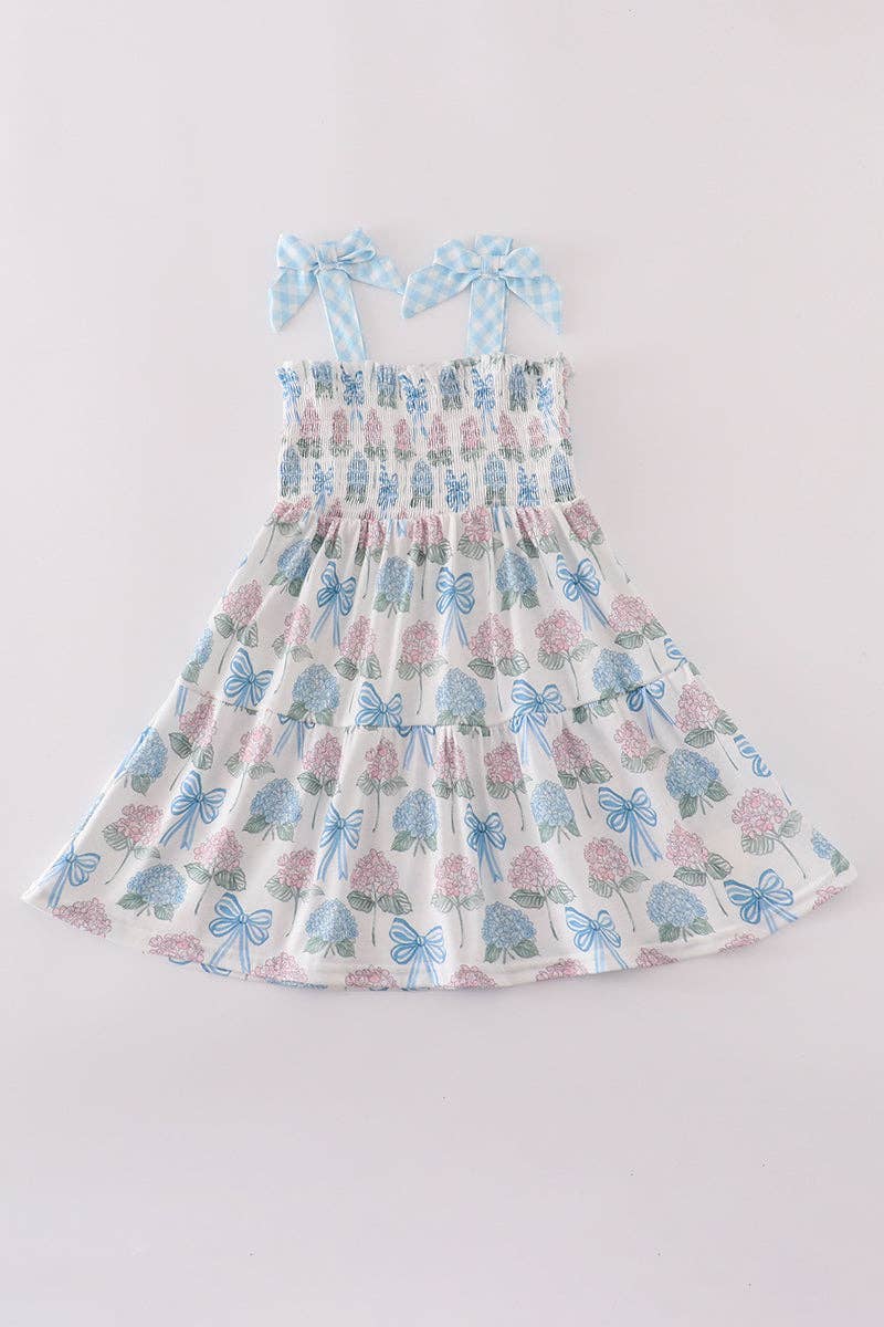 Aspen Rain Boutique - Wholesale Mommy & me sets - Blue hydrangea bow smocked mom&me dress4