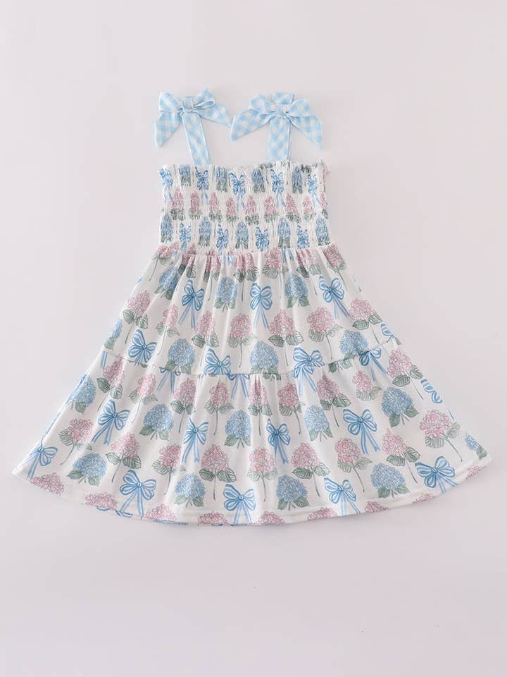 Aspen Rain Boutique - Wholesale Mommy & me sets - Blue hydrangea bow smocked mom&me dress4
