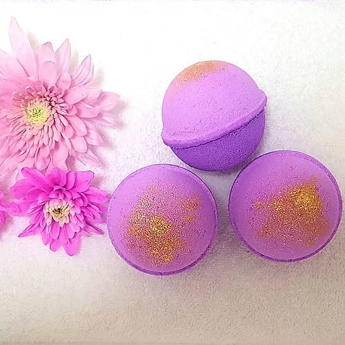 Velvet Peony & Oud Bubbling Bath Bomb Palm Free & Vegan for wholesale by The Sussex Handmade Soap Company