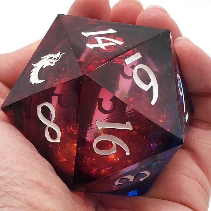 Sharp Edged 55mm D20 - Liquid Infused - Space Fury for wholesale by Old School Dice