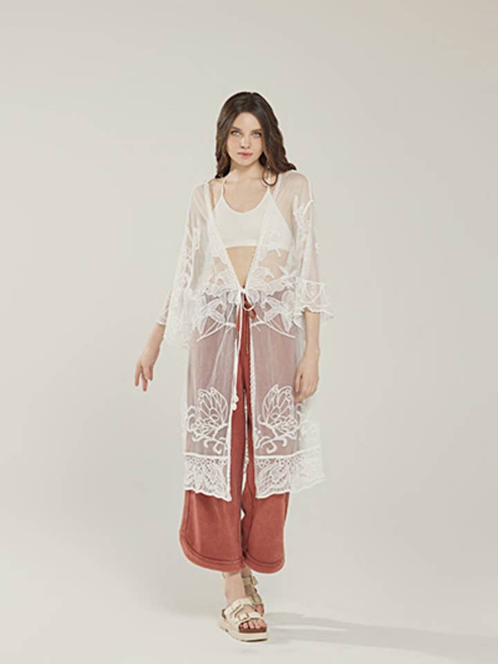 INC1003 Broderet Blonde Kimono Cardigan -12 stk. 6,99 $/enhed for engroshandel hos noflik