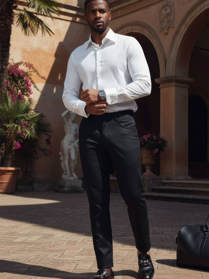 Men's Casual Solid Color Basic Dress Pants 5CP01 for wholesale by BARABAS