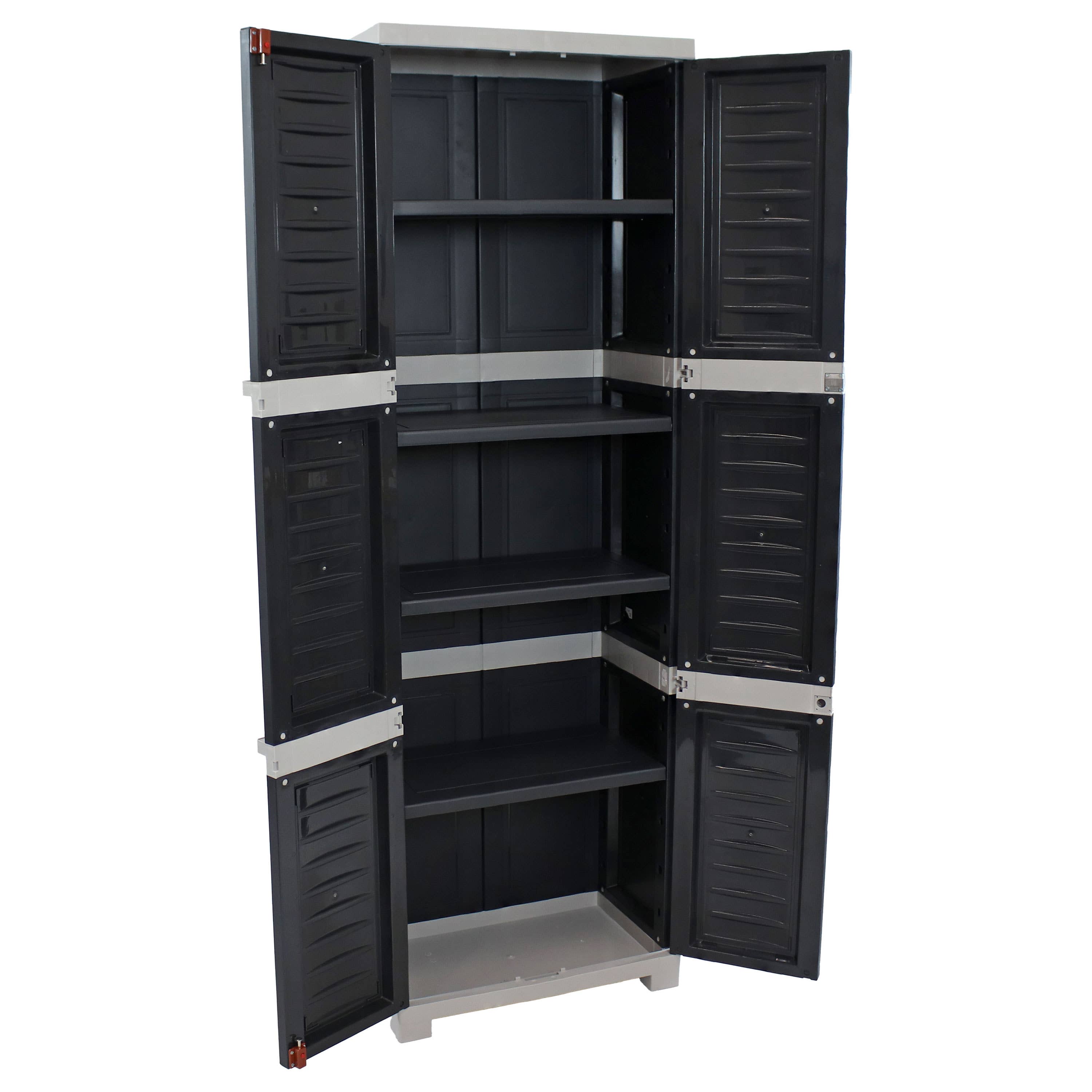 Sunnydaze Decor - Wholesale Cabinet - Lockable Storage Cabinet with 4 Shelves - Charcoal - 72"8