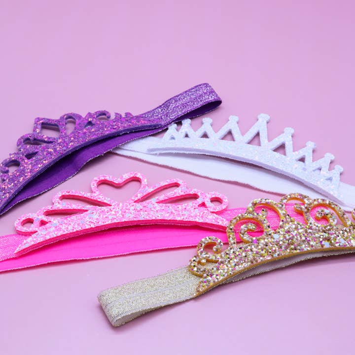 Frog Sac - Wholesale Tiara - Kids - Stretch Glitter Princess Tiara Headbands