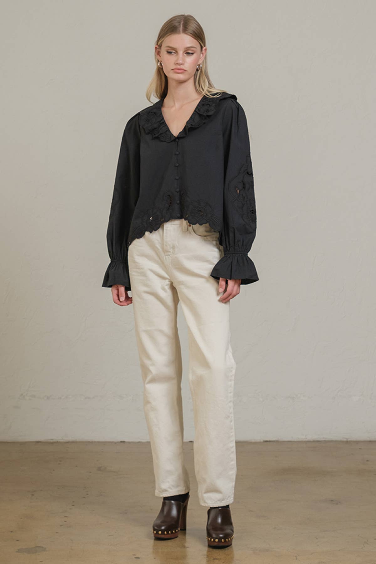 RAISONNEL - Vente Chemisier – femme - Blouse à volants brodée - RT103910