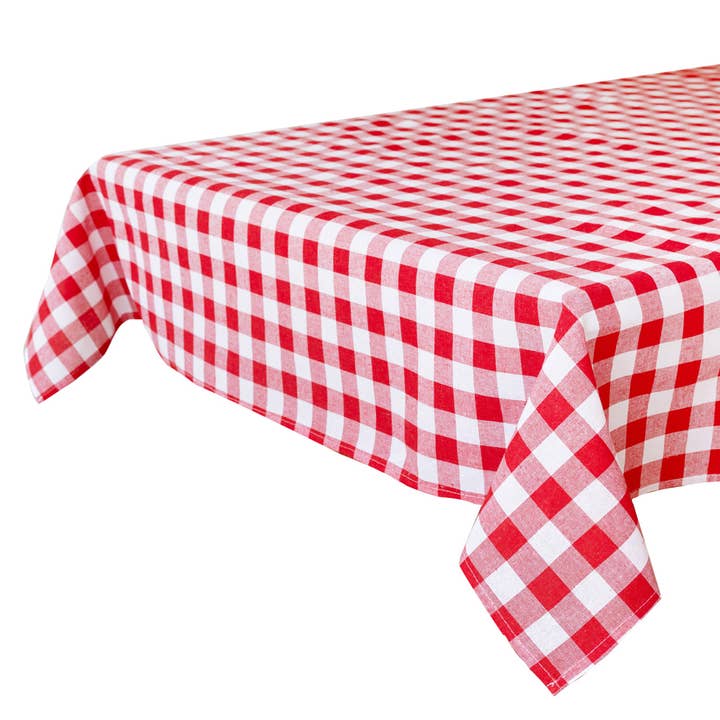 Talking Tables USA - Wholesale Tablecloth - Red & White Fabric Gingham Tablecloth | Summer| 4th of July|