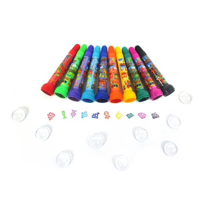 Tiny Mills - Wholesale Markers - Kids & Baby - Train Stamp Marker Set - Set of 10