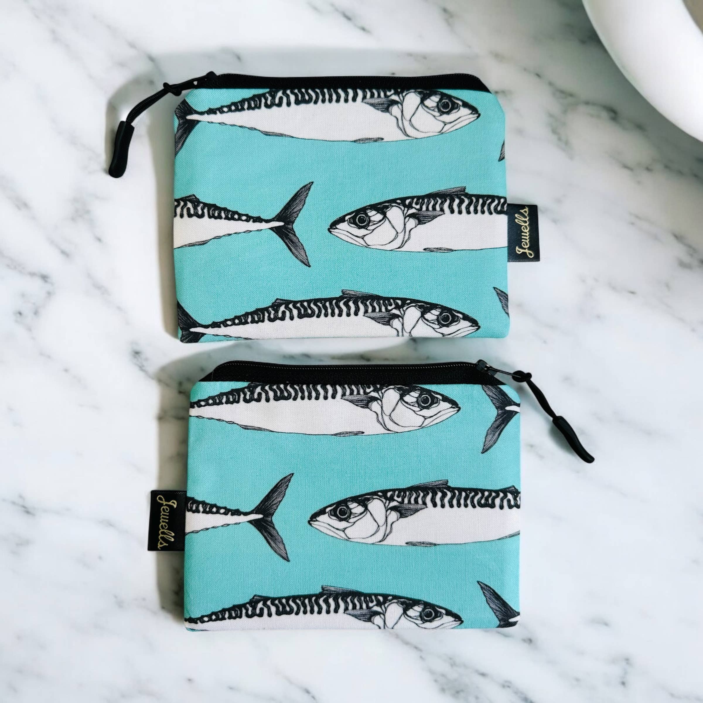 Jewells - Vente Porte-monnaie – femme - Pochette porte-monnaie en tissu maquereau de Cornouailles poisson turquoise1