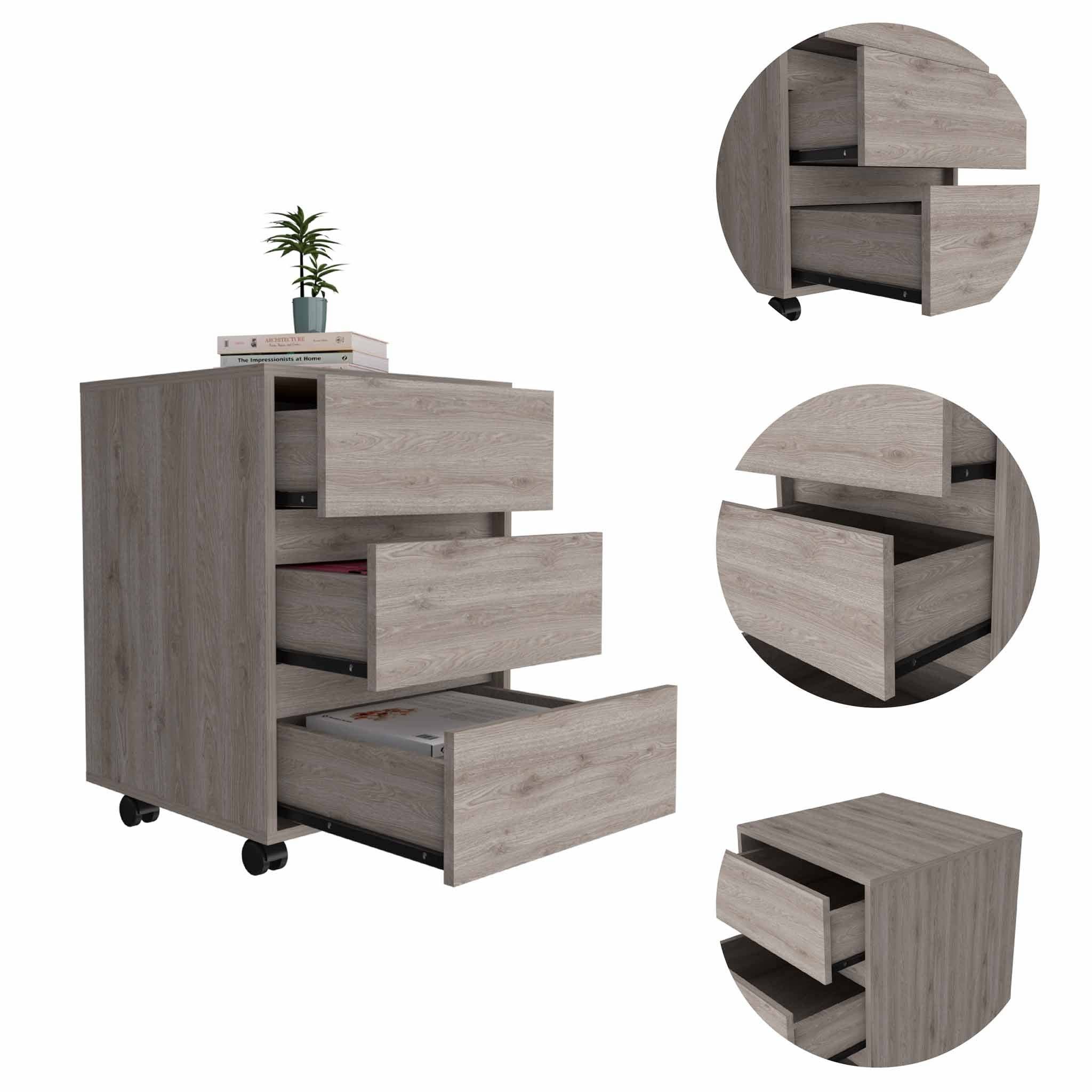 TUHOME FURNITURE - Wholesale Cabinet - Artemisa 3 Drawer Filing Cabinet, Four Casters16