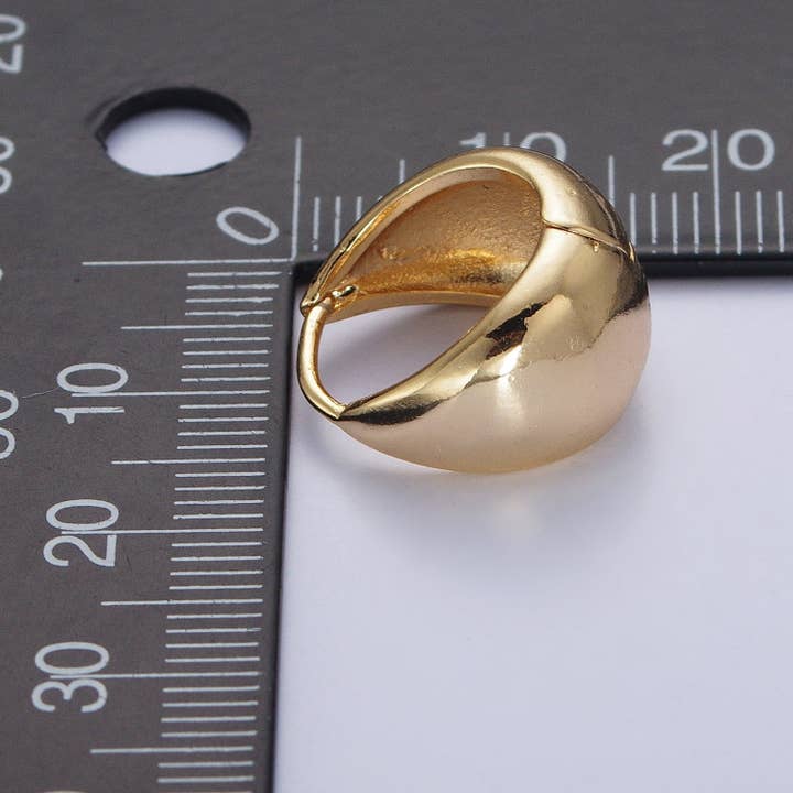 Aim Eternal - Wholesale Huggie Earrings - 24K Gold Filled Wide Chubby Band Hoops Huggie Earrings | Q15