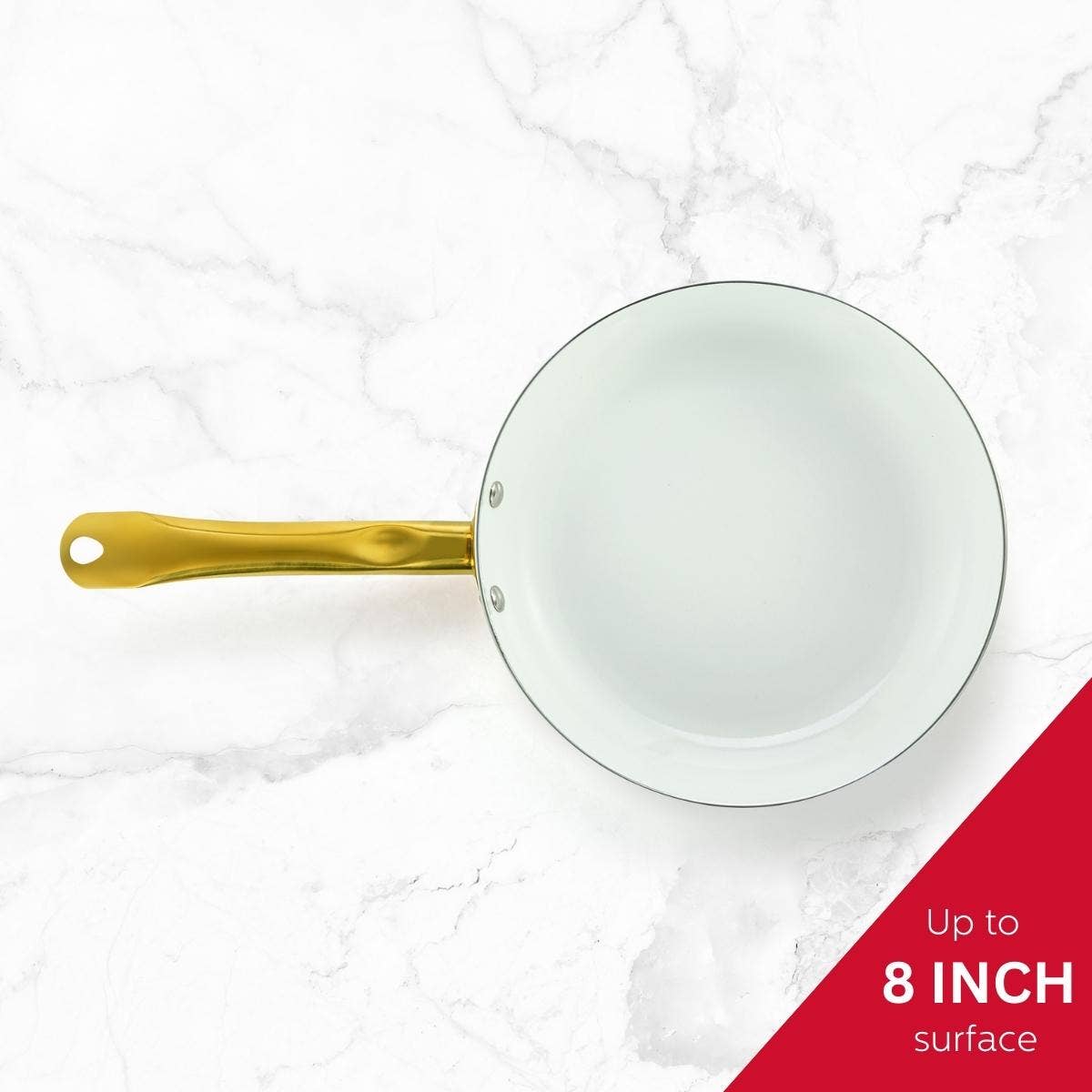 WHITE GOLD GOLDEN ELEGANCE 8-INCH CERAMIC NONSTICK FRY PAN for wholesale on Faire1