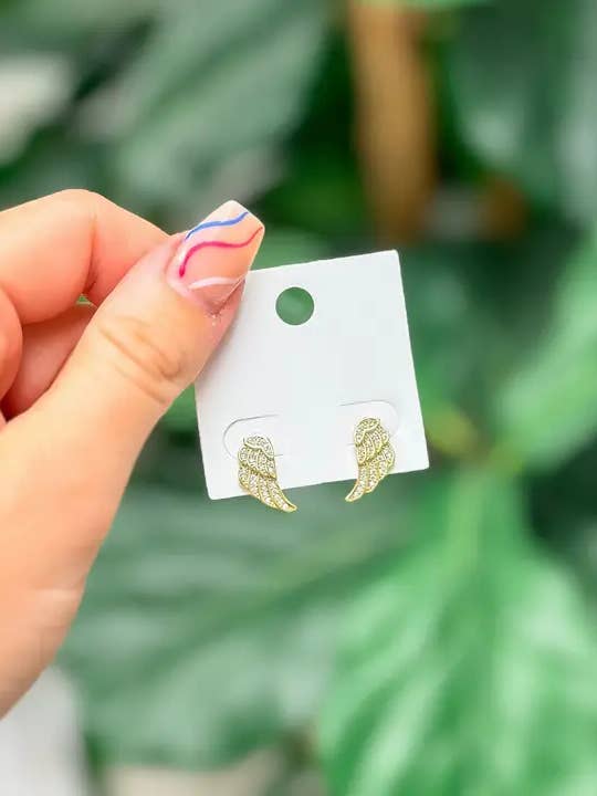 Angel Wings Stud Earrings - Gold for wholesale by Prep Obsessed Wholesale