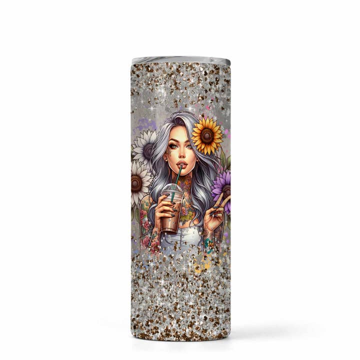 Cute Sunflower 20 oz Tumbler | Custom Women's Travel Cup for wholesale by Regina Lynn Design Home Edition