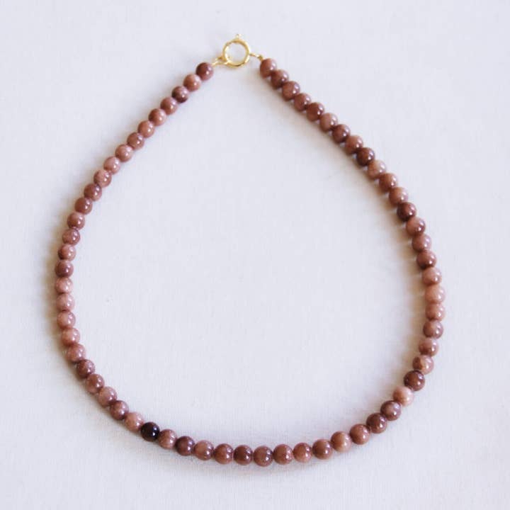 Natural stone bead necklace 'SMALL' - mocha for wholesale by Bazou