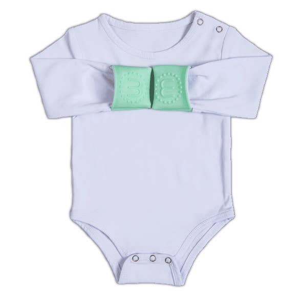 Munchy Mitts baby grow with integrated silicone teething mit for wholesale by Gummee