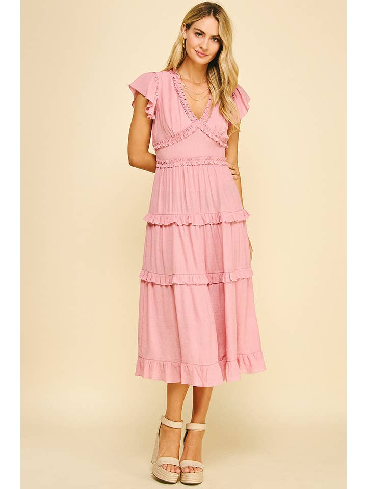 PINCH - Wholesale Dress - Women's - RUFFLED TEA LENGTH DRESS - 3597D12