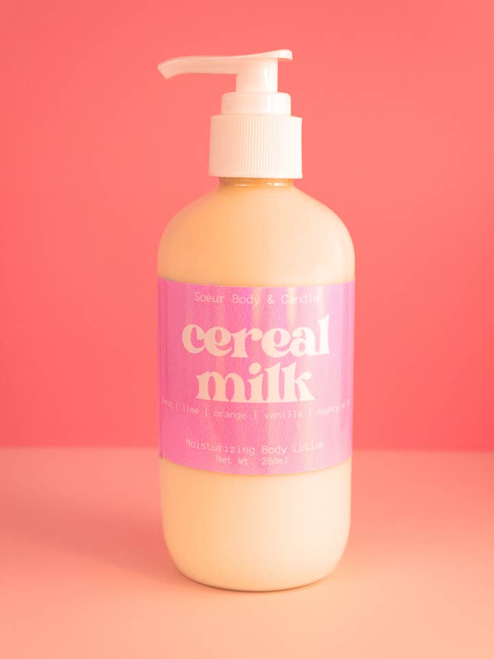 Lait Corporel Parfum Céréales et Lait pour la vente par Soeur Body and Candle