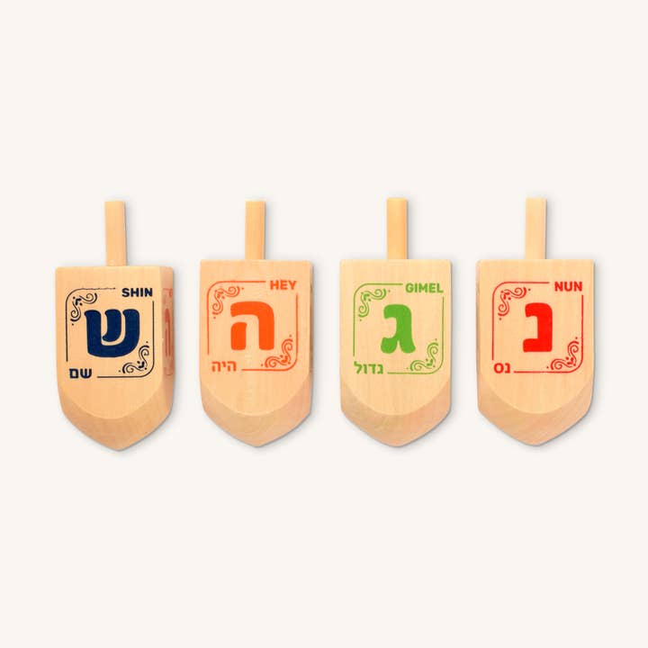 Natural Wood Dreidels - Medium - 30 Pack for wholesale by Ner Mitzvah