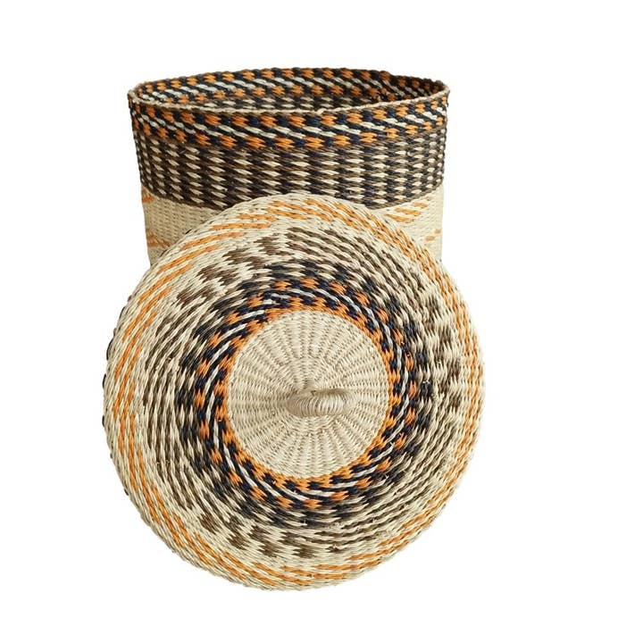 African Heritage LLC - Wholesale Laundry Basket - Hand-woven African Bolga Laundry Basket with Lid5