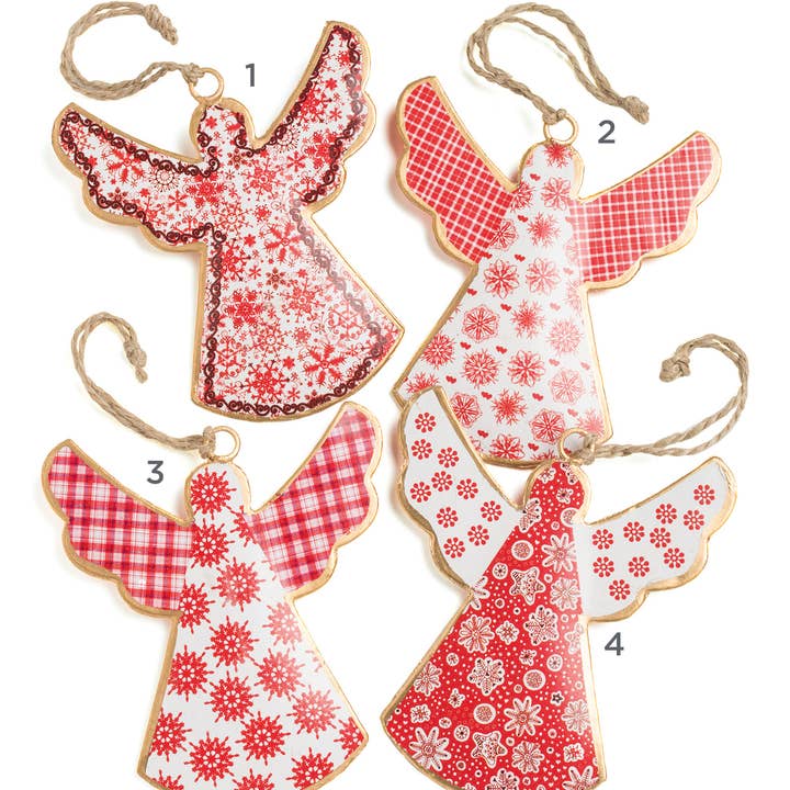 Namaste - Wholesale Christmas Decoration - Hanging Angel Decoration - Red & White0