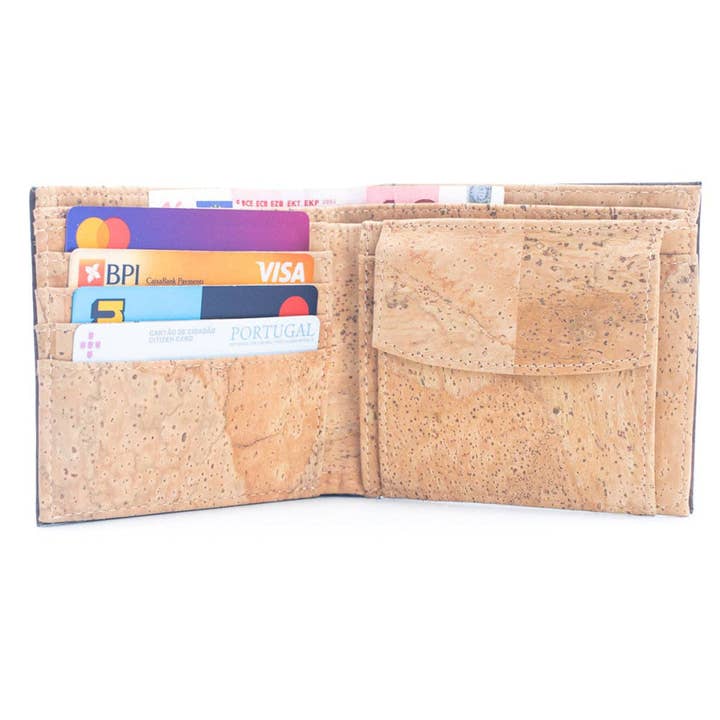 Meninas Bonitas Cork – wholesale Wallet - Men’s – Brown Cork Men's Wallet with Box Packaging BAG-22547
