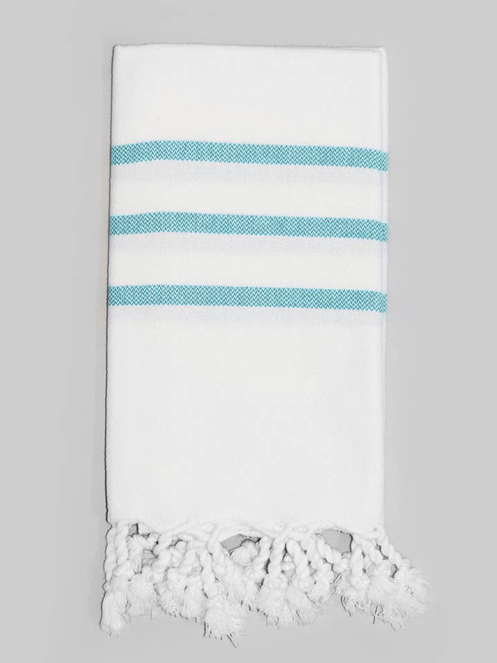 White with Teal Hand Towel – Antiochia Collection for wholesale by Antiochia