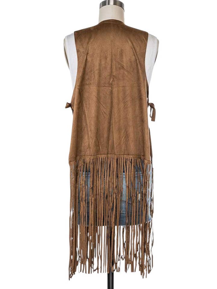 LA Jewelry Plaza - Wholesale Outerwear Vest - Women's - Faux Suede Fringe Western Vest