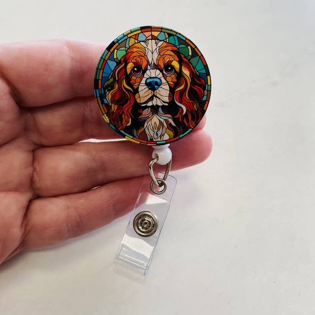 Falso Vitral Cavalier King Charles Porta-Crachá por atacado de Spellbound Rose Creations