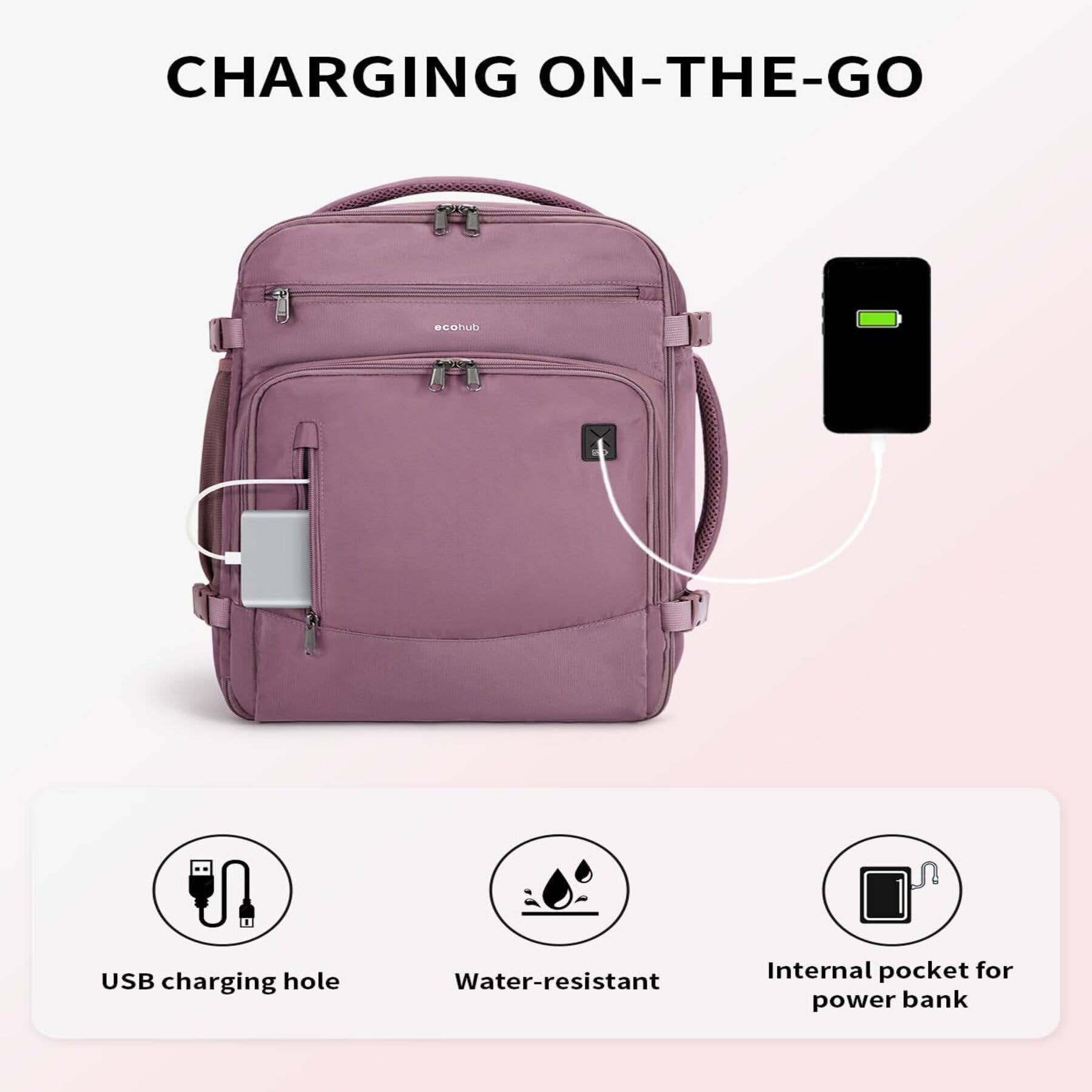 wandf - Wholesale Backpack – Unisex - ECOHUB 30L Flight-Approved Backpack USB Charging Port Bags33