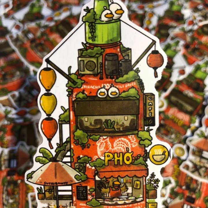 sushiboiiiyy - Wholesale Sticker - Sriracha Bottle Pho Store Vinyl Sticker