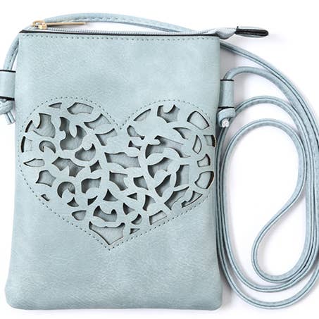 Blue - Heart Cut Crossbody Cellphone Bags for wholesale by Shine Mark Accessories