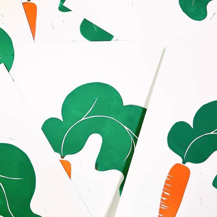Ever Pollen Print Shop - Wholesale Art Print - MODERN CARROT HAND PRINTED BLOCK PRINT 11x14"1