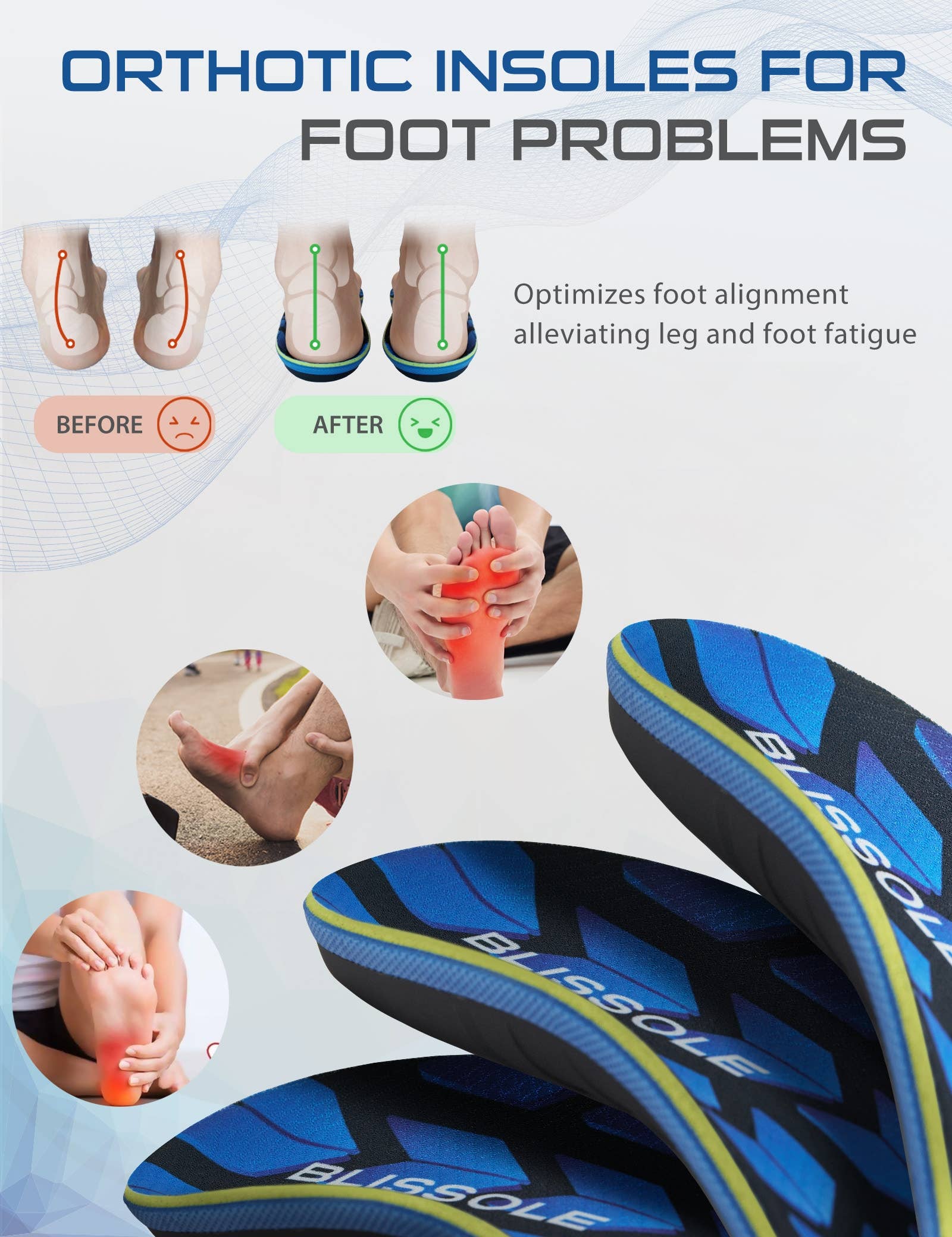 LivingTaste Home Inc - Wholesale Inserts/Soles - Unisex - Blissole Plantar Fasciitis Relief Insoles5