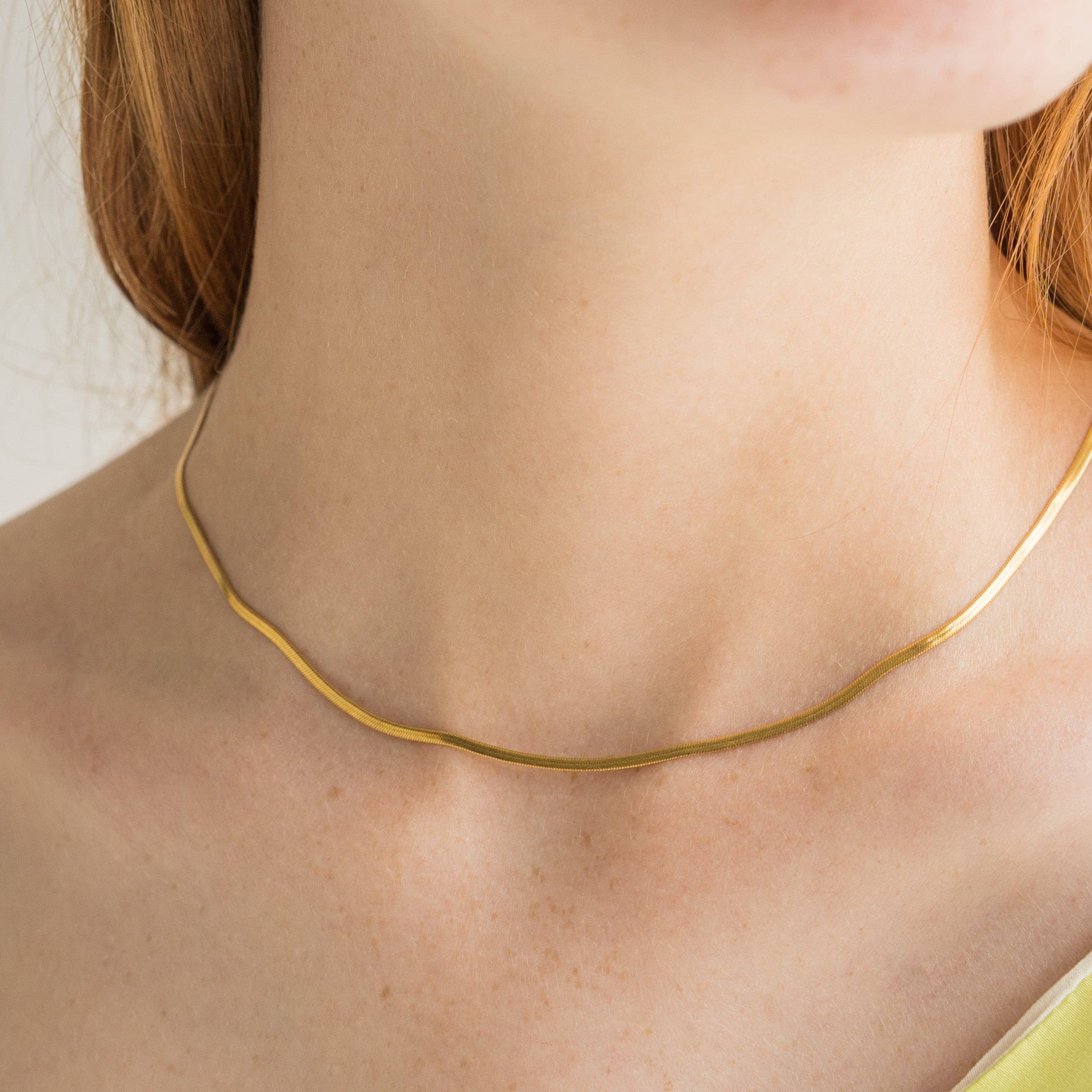 Brenda Grands Jewelry - Wholesale Link & Chain Necklace - Waterproof Gold Micro Herringbone Necklace1
