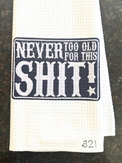 (#T321) NOOIT TE OUD VOOR DEZE ONZIN THEEDOEK (3-PACK) voor wholesale door Jana's Flannels