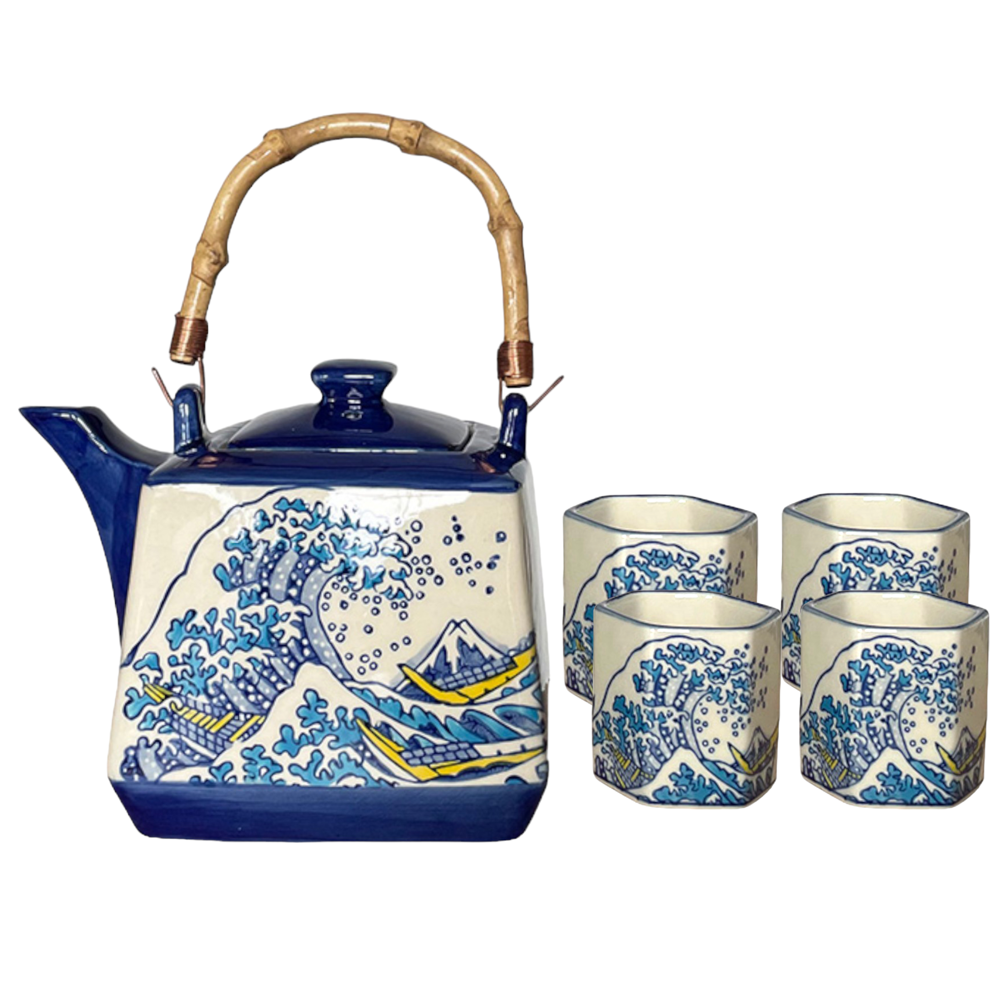 Urban Tokyo - Wholesale Tea Set - Great Wave Tea Set 20oz Tea Pot with 4 Hexagon Cups (4/8)7
