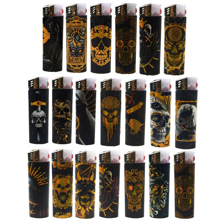 Novelty Closeout - Wholesale Lighter - Smokezilla LightUp Gold Foil Curve Lighter Assortment- 30/Pk