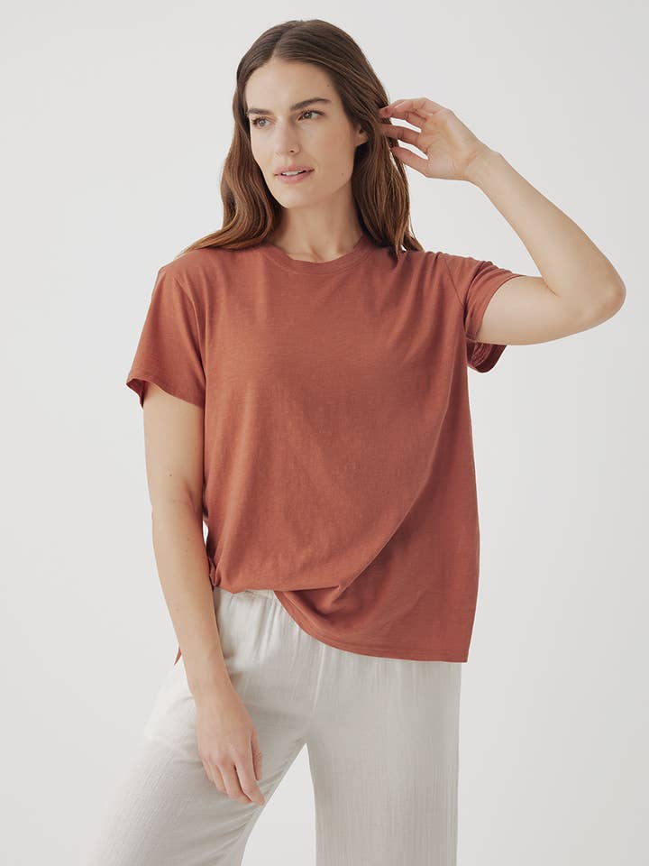 Mahogany Women's Featherweight Slub Oversized Tee for wholesale on Faire
