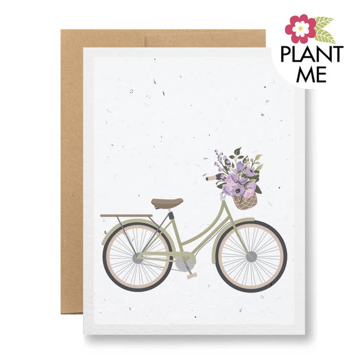 Plantable Seed Paper Greeting Card - {bicycle with a basket} for wholesale by Seedy Cards