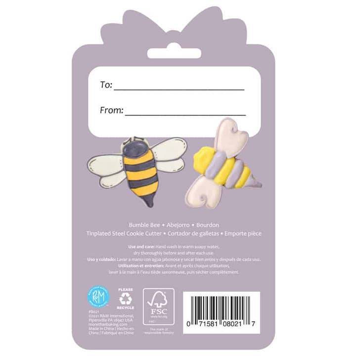 R&M International - Wholesale Cookie Cutter - Bumble Bee Cookie Cutter 4" Carded1
