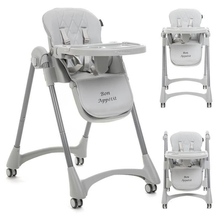 Bebelissimo - Seggiolone evolutivo per bambini - Pieghevole - Compatto - Regolabile in altezza - Da 6 mesi a 3 anni (15 kg) - grigio - Buon Appetito per la vendita all'ingrosso da parte di Bebelissimo J'aime