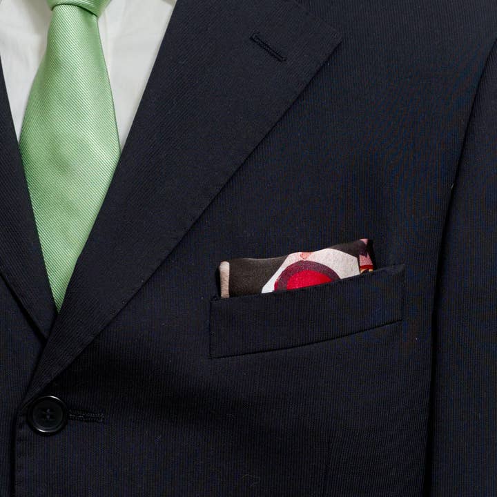 Deep Green "Lost Cherries" Silk Pocket Square for wholesale on Faire3