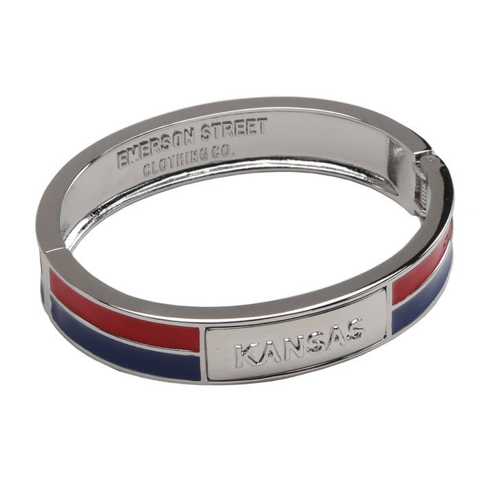 Kansas 2 Tone Bangle Silver Plated for wholesale by Emerson Street Clothing Co Collegiate Shop