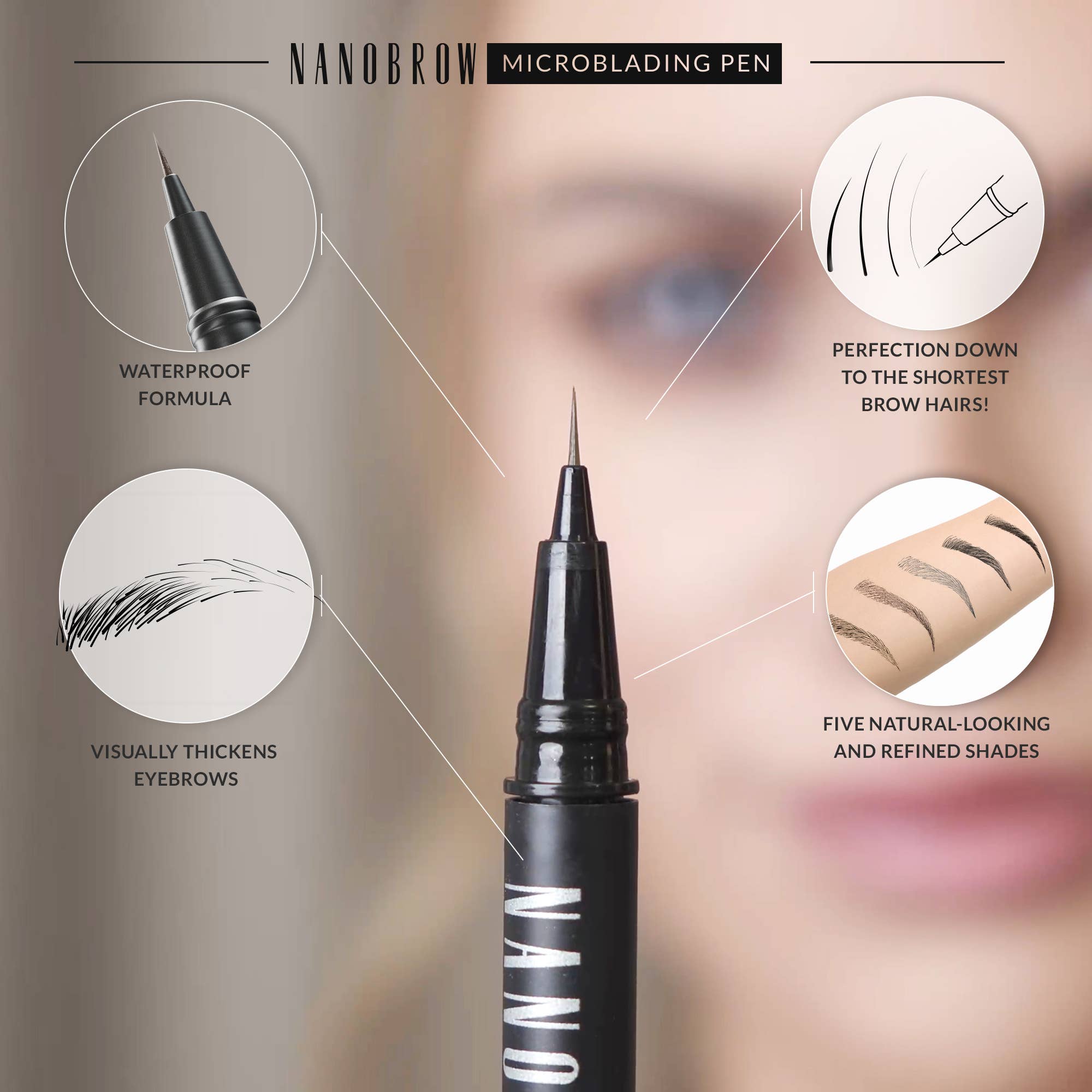 Everett Cosmetics - Wholesale Eyebrow Pencil/Filler - Nanobrow Microblading Pen Warm Blonde- brow makeup pen3