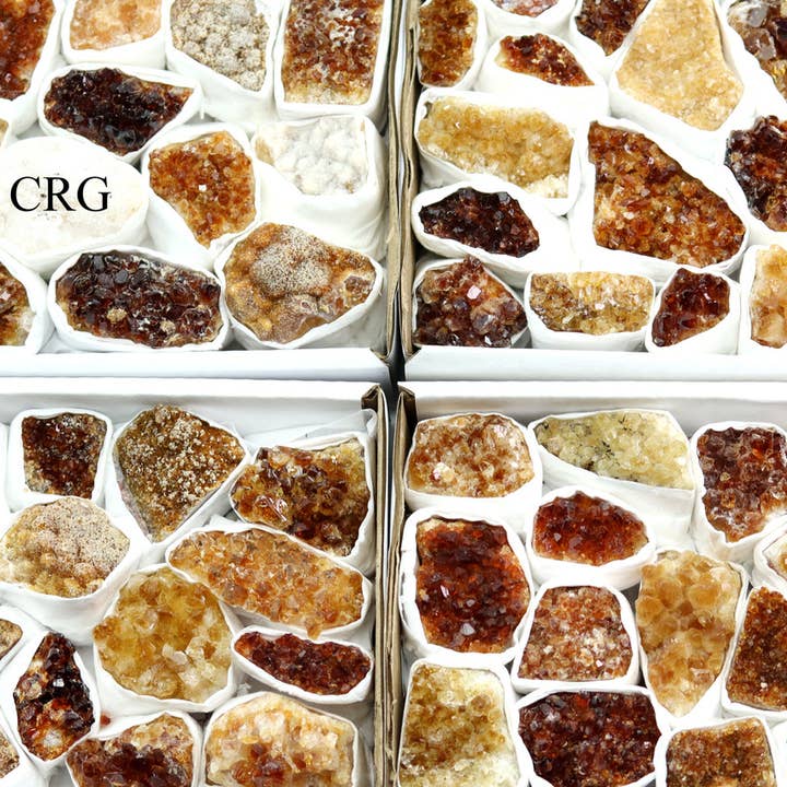 Crystal River Gems LLC - Wholesale Spiritual Stone/Crystal - QTY 1 - Multicolored Citrine Druzy / Small Flat / 1-2.5" avg