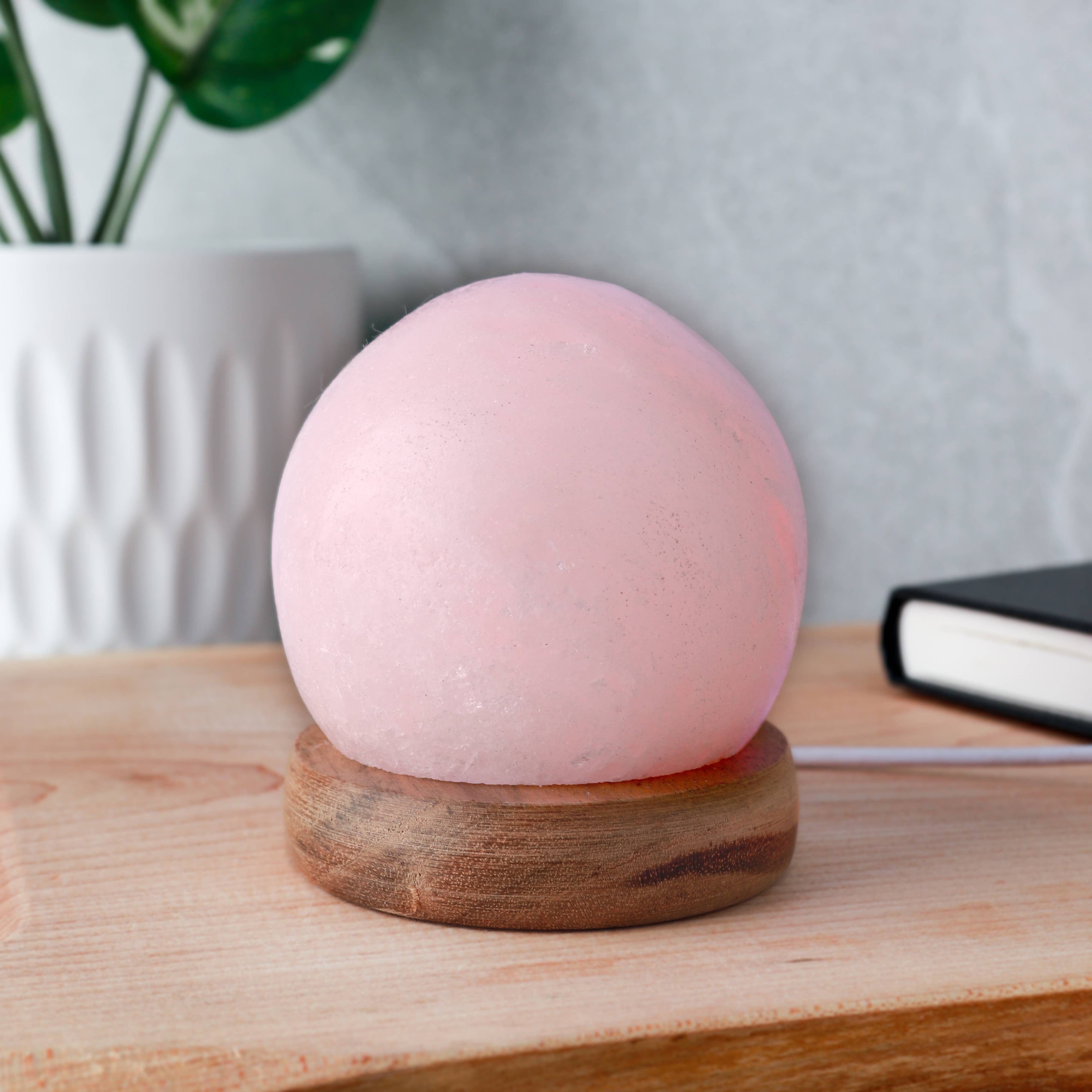 Natures Artifacts Inc - Wholesale Accent/Desk Lamp - Moon White Salt Crystal Lamp with USB3