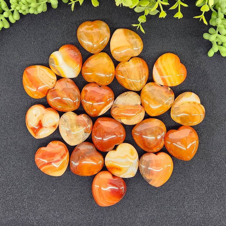 Corações Ágata do Fogo - 0,5kg/1,1lbs. (40x40x20mm ou 4cm) por atacado de Meraki Gemstones