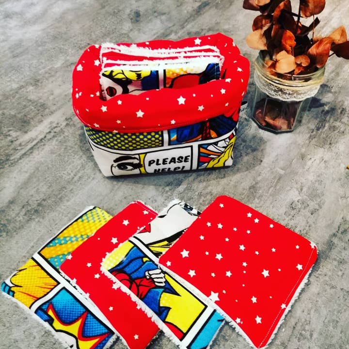 LES PETITS TITOUS - Vendita all'ingrosso Struccanti - Set cesta con 8 salviette lavabili assortite10