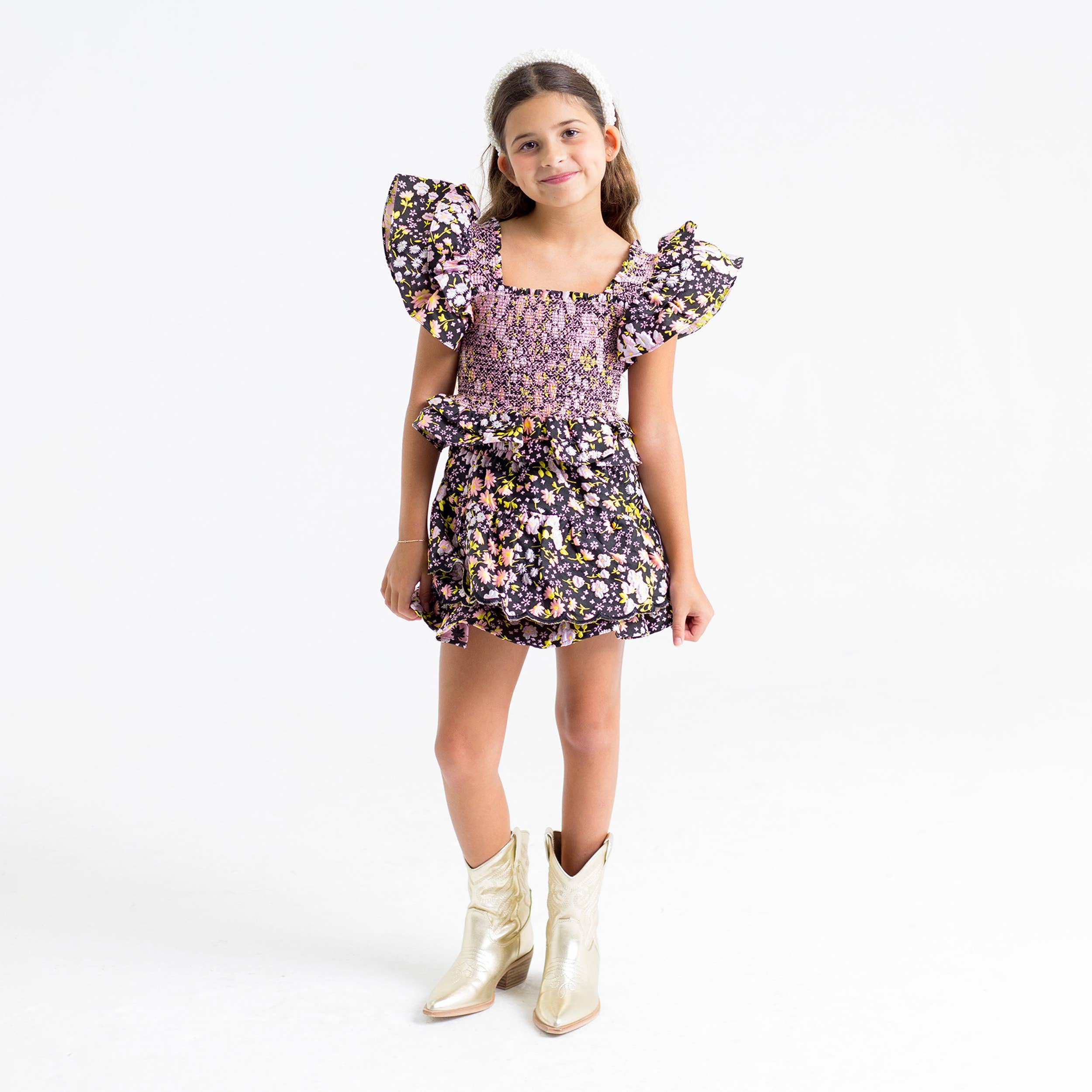 BuddyLove - Wholesale Top & Skirt Set - Kids - Tyler Black Daisy Tween Set0